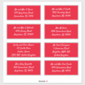 赤い個人受取人名住所配送料 シール (シート)