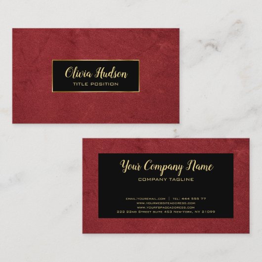 赤い偽革 名刺 (正面/裏面)