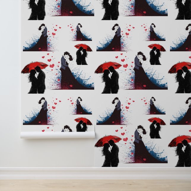 赤い傘でロマンチックなカップル壁紙と彼 壁紙 (アプリケーション)