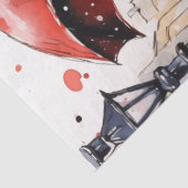 赤い傘で雨の中を歩くデカップネコ 薄葉紙 (詳細)