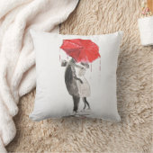 赤い傘のクッションカバー 愛するカップル クッション (ブランケット)