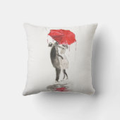 赤い傘のクッションカバー 愛するカップル クッション (裏面)
