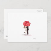 赤い傘の下で恋をするカップル ポストカード (正面/裏面)