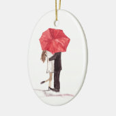 赤い傘の下の恋人たち セラミックオーナメント (左)