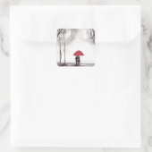 赤い傘の恋人 スクエアシール (バッグ)