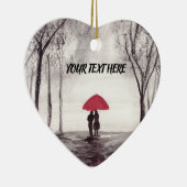 赤い傘の愛カップルのセラミックオーナメント セラミックオーナメント (右)
