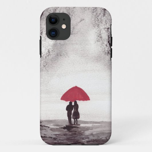 赤い傘の愛カップルValentinesデイウォーター色 Case-Mate iPhoneケース (裏面)