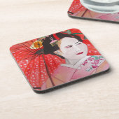 赤い傘の日本人ゲイシャ 原画 コースター (左側)
