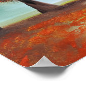 赤い傘の秋の風景画を持つ女性 ポスター (角)