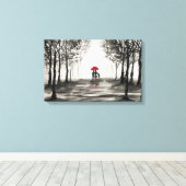 赤い傘はカップルのキャンバスアートを愛 キャンバスプリント (インサイチュ (ウッドフロア))