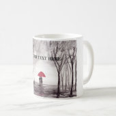 赤い傘はカップルのラウンドクロックを愛する コーヒーマグカップ (正面右)