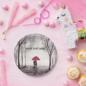 赤い傘はカップルのラウンドクロックを愛する ペーパープレート (パーティー)