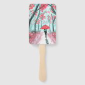 赤い傘を差した雨の中の人影 ハンドファン (裏面)