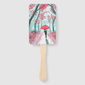 赤い傘を差した雨の中の人影 ハンドファン (正面)