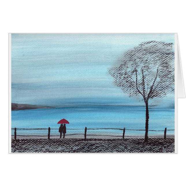 赤い傘を愛してカップル (正面横)