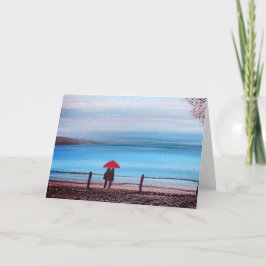 赤い傘を愛してカップル カード