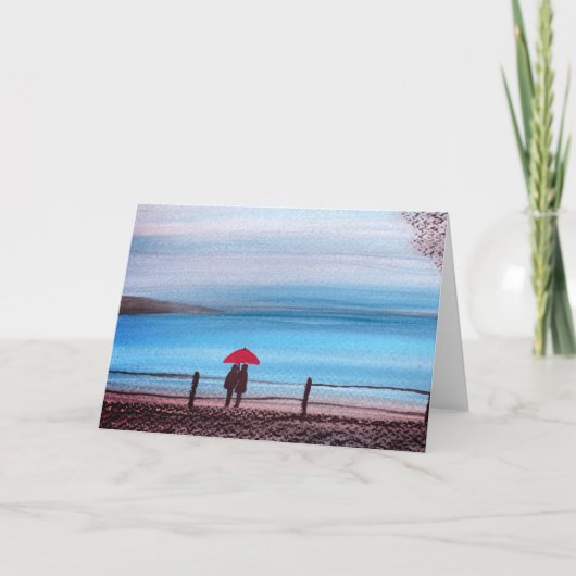 赤い傘を愛してカップル カード (正面)