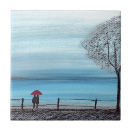 赤い傘を愛してカップル タイル