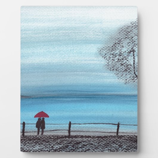 赤い傘を愛してカップル フォトプラーク (正面)