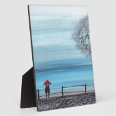 赤い傘を愛してカップル フォトプラーク (側面)