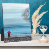 赤い傘を愛してカップル フォトプラーク (側面)