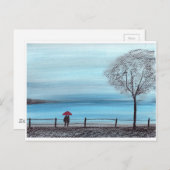 赤い傘を愛してカップル ポストカード (正面/裏面)