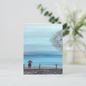 赤い傘を愛してカップル ポストカード (スタンド正面)