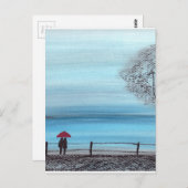 赤い傘を愛してカップル ポストカード (正面/裏面)