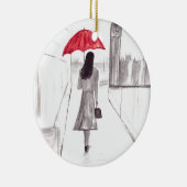 赤い傘を持ったロンドンの少女 セラミックオーナメント (右)