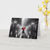 赤い傘を持っ考えた人 カード (黄色い花)