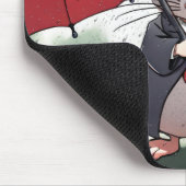赤い傘下のネズミ マウスパッド (コーナー)