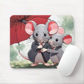 赤い傘下のネズミ マウスパッド (マウス)
