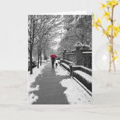 赤い傘 カード (黄色い花)