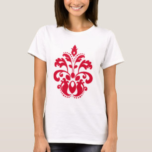 赤い優雅のビクトリア時代の人のダマスク織 Tシャツ