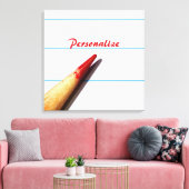 赤い先生ペンシル付き紙名字 キャンバスプリント (インサイチュ (リビング))
