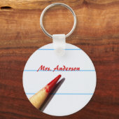 赤い先生ペンシル付き紙名字 キーホルダー (正面)