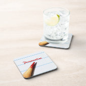 赤い先生ペンシル付き紙名字 コースター (右側)