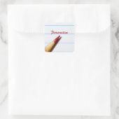 赤い先生ペンシル付き紙名字 スクエアシール (バッグ)