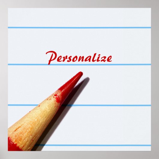 赤い先生ペンシル付き紙名字 ポスター (正面)