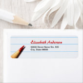 赤い先生ペンシル付き紙名字 ラベル (インサイチュ)