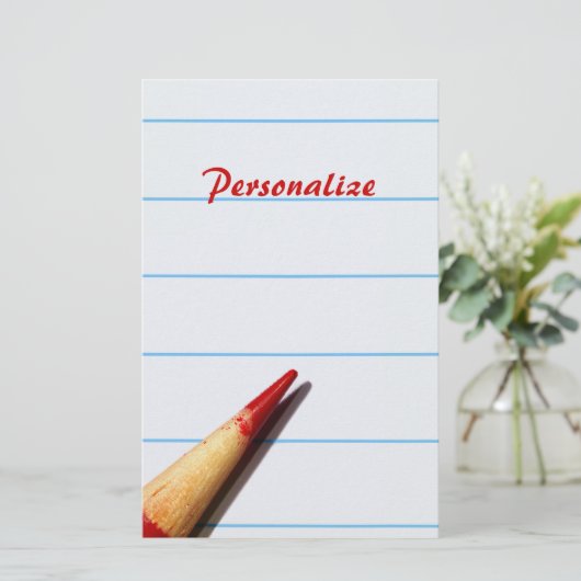 赤い先生ペンシル付き紙名字 便箋 (スタンド正面)