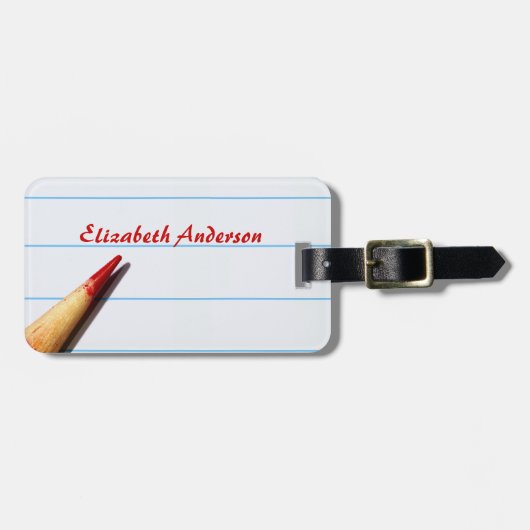 赤い先生鉛筆オンライン紙名 ラゲッジタグ (正面横)