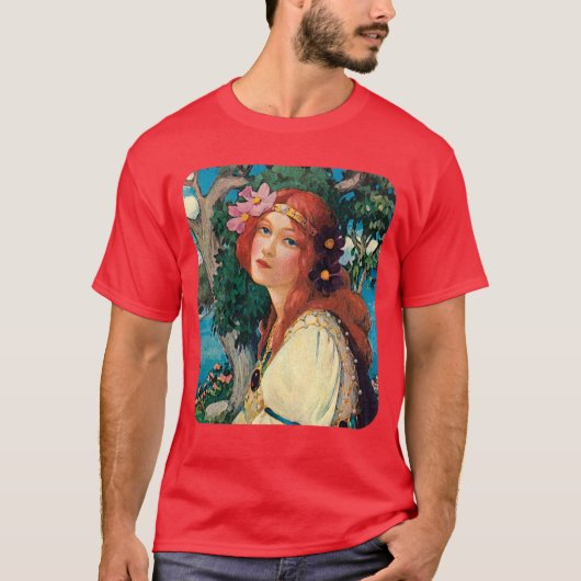 赤い先頭に立たれた女性 Tシャツ (正面)