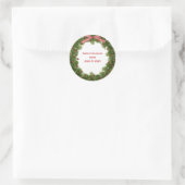 赤い光の文字列を持つ緑のクリスマスリース ラウンドシール (バッグ)