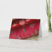 赤い光沢がある包装紙のカードおよびステッカー シーズンカード (正面)