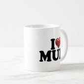 赤い光沢のあるハートのママ 誕生日 マザーズデー コーヒーマグカップ (正面右)