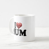 赤い光沢のあるハートのママ 誕生日 マザーズデー コーヒーマグカップ (正面左)