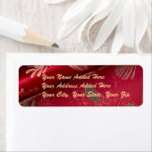 赤い光沢のあるラッピング紙差出人住所ラベル ラベル (インサイチュ)