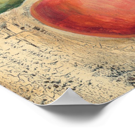 赤い光沢のあるリンゴ ポスター (角)