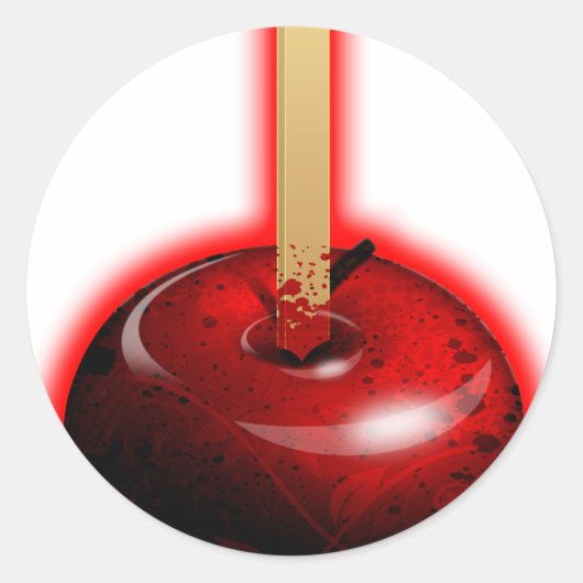 赤い光沢のあるリンゴ – 禁断の果実 ラウンドシール (正面)